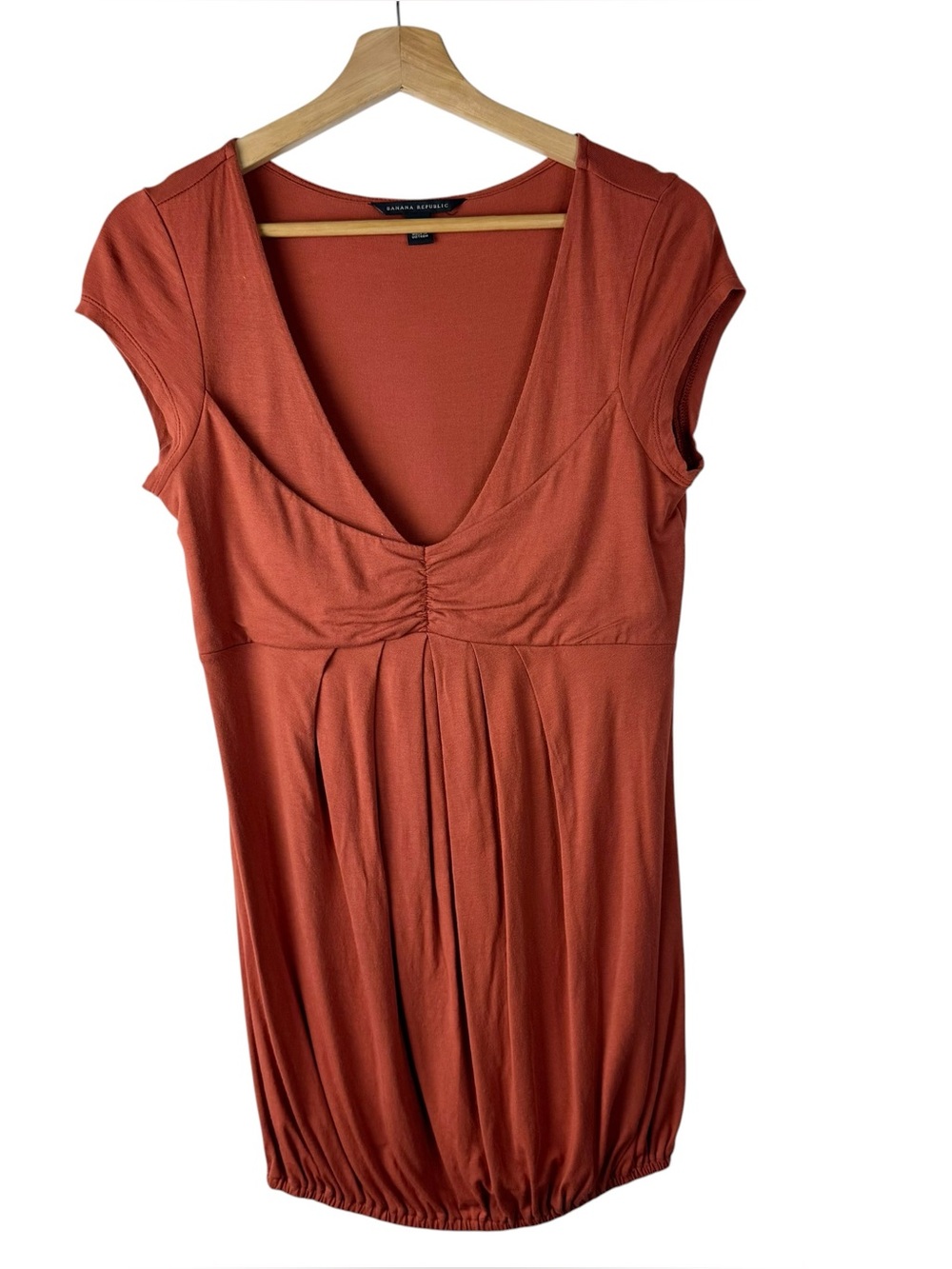 Banana Republic Orange V-Neck Babydoll Y2K Short Sleeve Top S